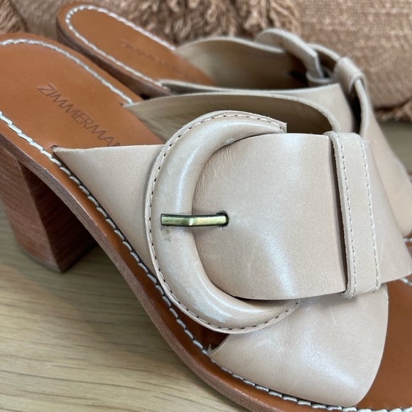 ZIMMERMANN Buckle Detail Block Heel Leather Mule Shoes - Picture 5 of 9